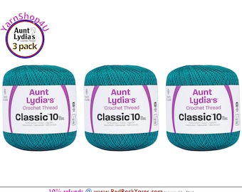 PEACOCK 3 Pack! Aunt Lydia's Classic 10 Crochet Thread. Item# 154-0856