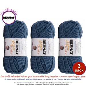 GRAY BLUE 3 pack! Bernat Softee Chunky Yarn Super Bulky Yarn. 3.5oz, 108yds