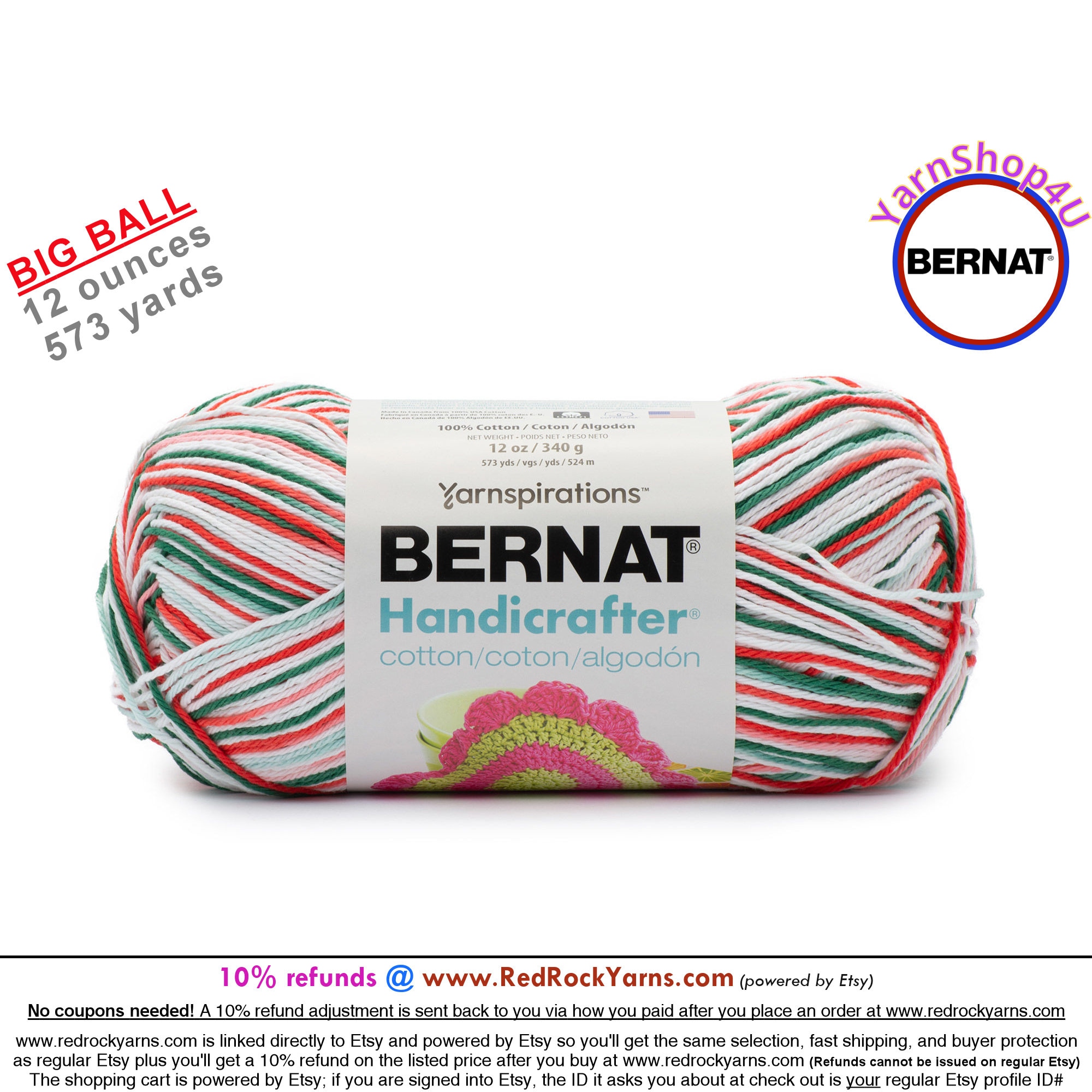 MISTLETOE OMBRE 12oz 573 Yards Bernat Handicrafter Big Ball 100