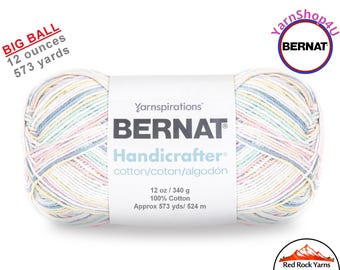 PRETTY PASTELS - 12oz | 573 yard! Bernat Handicrafter Big Ball 100% Cotton Yarn. Item 16203400065