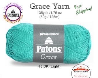 AQUIFER Patons Grace yarn Light weight #3. 100% Mercerized Cotton, 1.75 oz | 136 yards (50 g | 125 m) Item 24606262205
