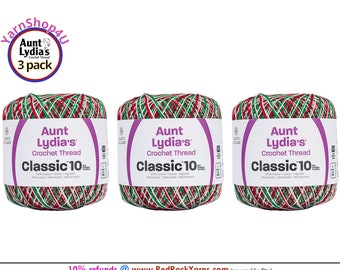 SHADED CHRISTMAS VAR 3 Pack! Aunt Lydia's Classic 10 Crochet Thread. 300yds. Item# 154-0453