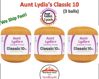 GOLDENROD 3 pack! Aunt Lydia's Classic 10 Crochet Thread. 350yds. Item #154-0421