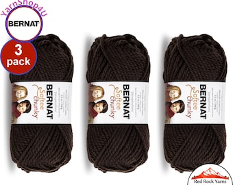 DARK TAUPE 3 pack! Bernat Softee Chunky Yarn Super Bulky Yarn. 3.5oz | 108yds | 100% Acrylic Yarn. 3 skeins per pack = Bulk Buy!