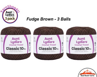 FUDGE BROWN 3 pack! Aunt Lydia's Classic 10 Crochet Thread. 350yds. Item #154-0131