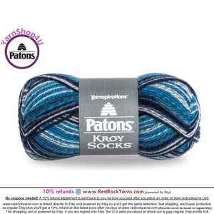 SING N the BLUES STRIPES - Patons Kroy Socks Yarn is 1.75oz | 166yds Super Fine Weight (1) Sock Yarn. 75/25% Wool/Nylon (50g | 152m) #55132