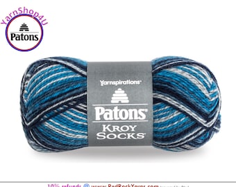 SING N the BLUES STRIPES - Patons Kroy Socks Yarn is 1.75oz | 166yds Super Fine Weight (1) Sock Yarn. 75/25% Wool/Nylon (50g | 152m) #55132