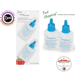 Fray Check Liquid Seam Sealant - Two .75oz bottles per package. Prevents unfinished fabric edges from fraying. Dritz #1674
