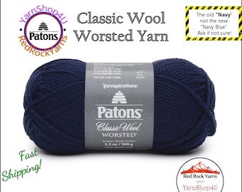 NAVY - Patons Classic Wool Worsted Yarn Medium Weight (4). 100% wool yarn. 3.5oz | 194 yards (100g | 177m) This is the OLD color #77110
