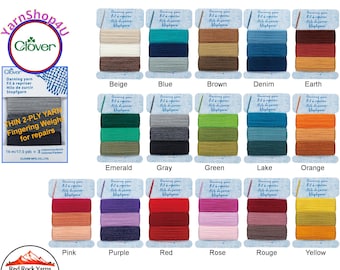 Thin Darning Yarn for repairing damaged knits and crochets. There are 3 colors per card @ 17.5yds per color. 50 wool/50 acrylic. 16 Colors!