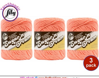 TEA ROSE 3 Pack! 2.5oz | 120yd The Original Lily Sugar N Cream 100% Cotton Yarn. 3 Skeins Bulk Buy!