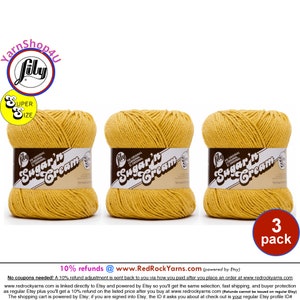 BAMBOO - 3 Pack! Super Size 4oz | 190yds. 100% Cotton yarn. Original Lily Sugar N Cream. Color #18807 (4 ounces | 190 yards). 3 skeins!