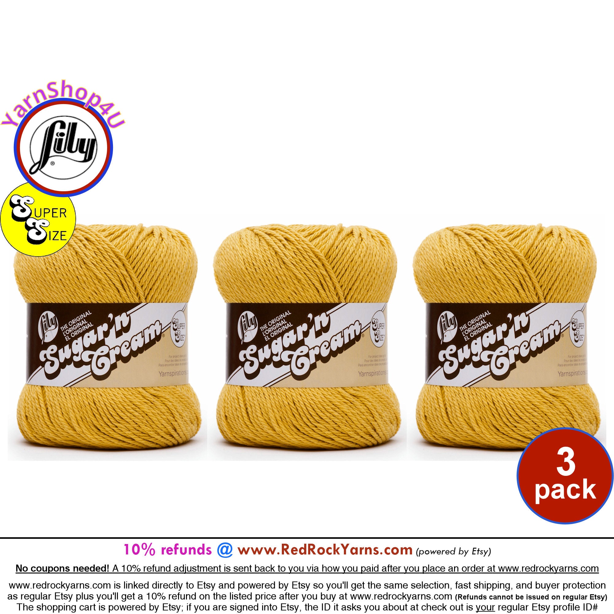 Lily Sugar 'n Cream Cone Yarn, Yellow