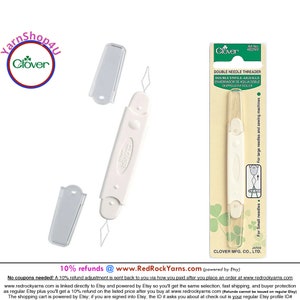 Double Needle Threader. Thin wire threader with a small end and large end and protective caps. Clover #462/NV (Improved)