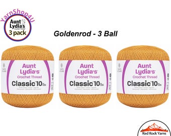 GOLDENROD 3 pack! Aunt Lydia's Classic 10 Crochet Thread. 350yds. Item #154-0421
