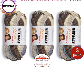 NATURE'S WAY OMBRE 3 Pack! Bernat Softee Chunky Super Bulky Yarn. 2.8oz | 74yds | 100% Acrylic Yarn. 3 skeins per pack = Bulk Buy!