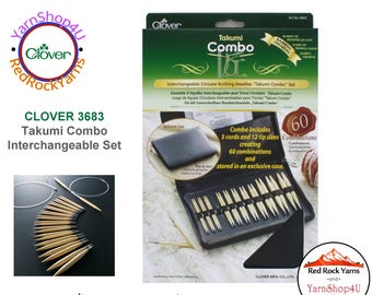 Clover Takumi Combo Interchangeable Circular Knitting Needle set. Brand New, Genuine Clover Product #3683