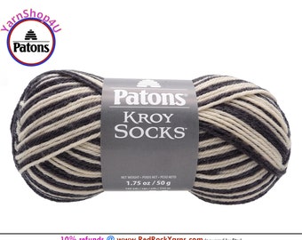 ZEBRA STRIPES - Patons Kroy Socks Yarn is 1.75oz | 166yds Super Fine Weight (1) Sock Yarn. A Blend of 75/25% Wool/Nylon (50g | 152m)