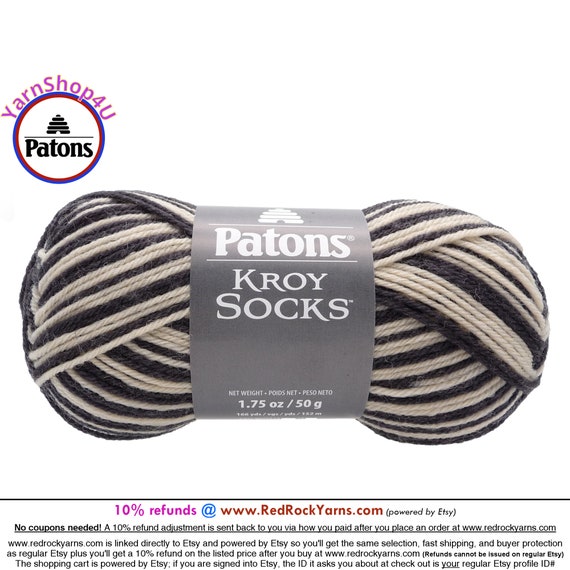 ZEBRA STRIPES Patons Kroy Socks Yarn is 1.75oz 166yds Super Fine Weight 1  Sock Yarn. A Blend of 75/25% Wool/nylon 50g 152m -  Sweden