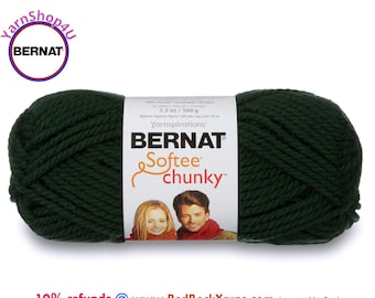 DARK GREEN Bernat Softee Chunky Yarn Super Bulky Yarn. 3.5oz | 108yds | 100% Acrylic Yarn. Item 16112828237