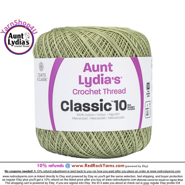 FROSTY GREEN - Aunt Lydia's Classic 10 Crochet Thread. 350yds. Item #154-0661