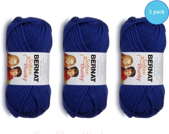 ROYAL BLUE 3 pack! Bernat Softee Chunky Yarn Super Bulky Yarn. 3.5oz | 108yds | 100% Acrylic Yarn. 3 skeins per pack = Bulk Buy!