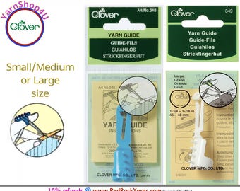 Clover Yarn Guide (2 sizes). Lightweight Plastic yarn guide helps keep multiple yarn colors separated. #348-S/M or #349-Large