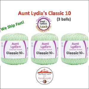 MINT GREEN 3 pack! Aunt Lydia's Classic 10 Crochet Thread. 350yds. Item #154-0428