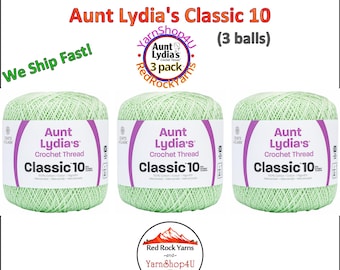 MINT GREEN 3 pack! Aunt Lydia's Classic 10 Crochet Thread. 350yds. Item #154-0428