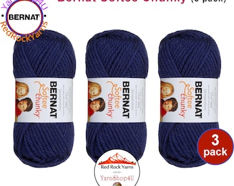 FADED DENIM 3 pack! Bernat Softee Chunky Yarn Super Bulky Yarn. 3.5oz | 108yds | 100% Acrylic Yarn. 3 skeins per pack = Bulk Buy!