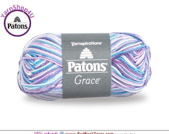 LAVENDER Patons Grace yarn Light weight #3. 100% Mercerized Cotton, 1.75 oz | 136 yards (50 g | 125 m) Color #62903