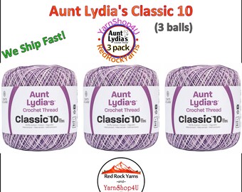 SHADED PURPLES 3 pack! Aunt Lydia's Classic 10 Crochet Thread. 300yds. Item #154-0026