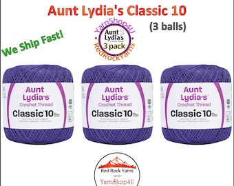 VIOLET 3 pack! Aunt Lydia's Classic 10 Crochet Thread. 350yds. Item #154-#0119