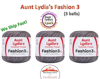STONE Fashion 3 Size Aunt Lydia Crochet Thread. One 3 Pack of Aunt Lydia's Fashion 3 Crochet Thread. 3 balls/150yds each. Item #182.0630