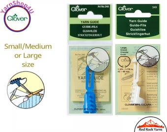 Clover Yarn Guide (2 sizes). Lightweight Plastic yarn guide helps keep multiple yarn colors separated. #348-S/M or #349-Large