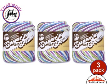 FRUIT PUNCH 3 Pack! 2oz | 95yds. Lily Sugar N Cream The Original 100% Cotton Yarn. 2 ounces / 95 yards ea. 3 skeins Bulk Buy!