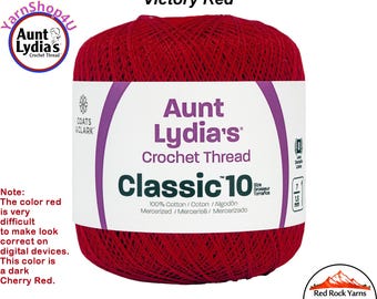 VICTORY RED - Aunt Lydia's Classic 10 Crochet Thread. 350yds. Item #154-0494