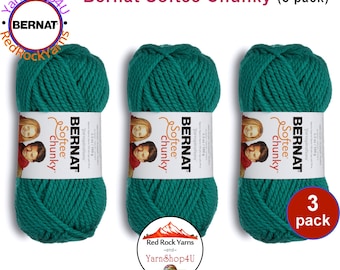 EMERALD 3 pack! Bernat Softee Chunky Yarn Super Bulky Yarn. 3.5oz | 108yds | 100% Acrylic Yarn. 3 skeins per pack = Bulk Buy!