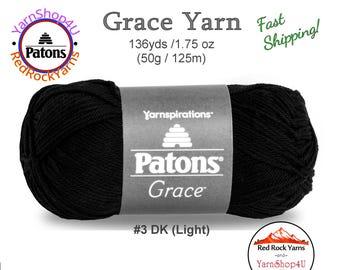 NIGHT Patons Grace yarn Light weight #3. 100% Mercerized Cotton, 1.75 oz | 136 yards (50 g | 125 m) Item #246062, Color #62040