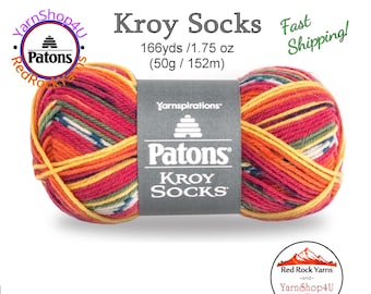 MEXICALA STRIPES - Patons Kroy Socks Yarn is 1.75oz | 166yds Super Fine Weight (1) Sock Yarn. A Blend of 75/25% Wool/Nylon (50g | 152m)