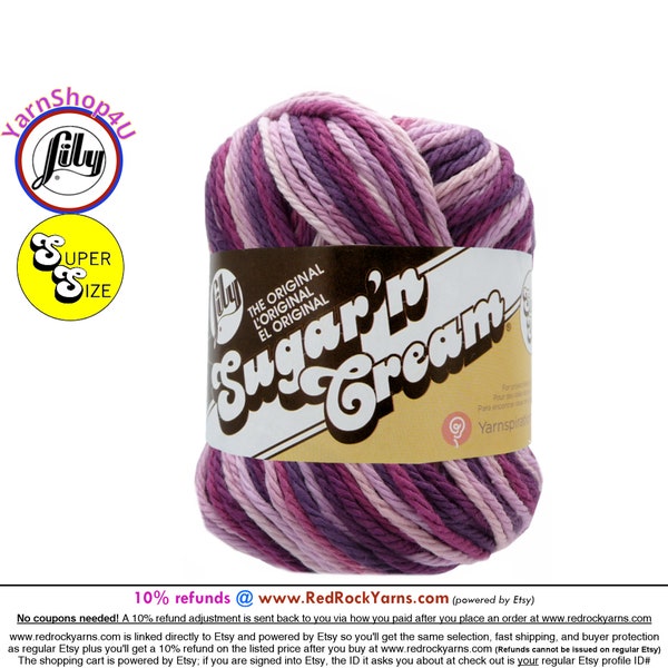 GARDEN PARTY Super Size 3oz | 143yds. 100% Cotton yarn. Original Lily Sugar N Cream. (3 ounces | 143 yards). Color #19999