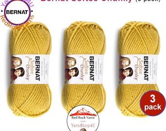 GLOWING GOLD 3 pack! Bernat Softee Chunky Yarn Super Bulky Yarn. 3.5oz | 108yds | 100% Acrylic Yarn. 3 skeins per pack = Bulk Buy!