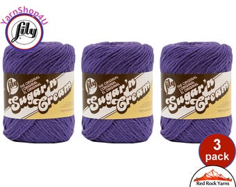 GRAPE 3 Pack! 2.5oz | 120yds each. Lily Sugar N Cream The Original 100% Cotton Yarn. 3 skeins Bulk Buy!