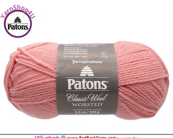 PINK QUARTZ - Patons Classic Wool Worsted Yarn Medium Weight (4). 100% wool yarn. 3.5oz | 194 yards (100g | 177m)