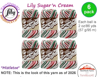 MISTLETOE 6 Pack! 2oz | 95yds each. Lily Sugar N Cream The Original 100% Cotton Yarn. 2 ounces / 95 yards ea. 6 skein bag = Bulk Buy!