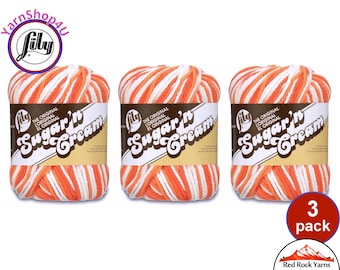 POPPY 3 Pack! 2oz | 95yds. Lily Sugar N Cream The Original 100% Cotton Yarn. 2 ounces / 95 yards ea. 3 skeins Bulk Buy!