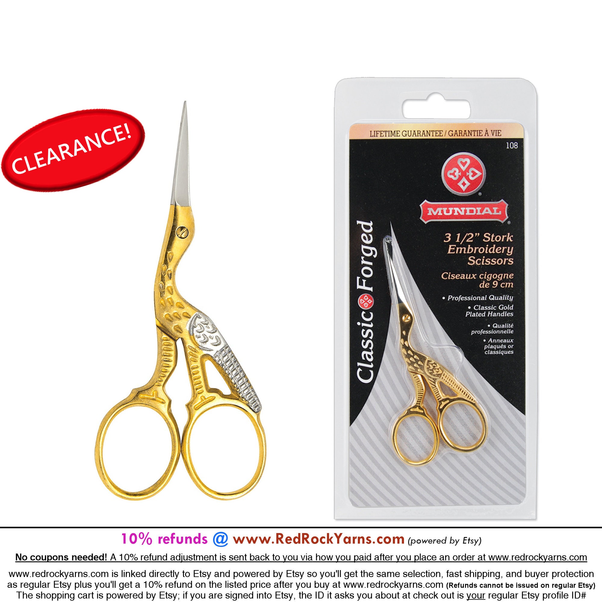 WASA - Embroidery Scissors, Floral, Nickel Gold, 3.5 inch, German Solingen  (97 H+A Gold)