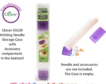 Knitting Needle Tube Case holds needles up to 14" in length and has a small notions holder in the bottom! [Purple] Clover #3120