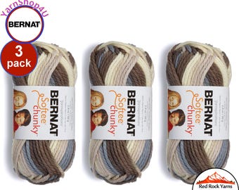 NATURE'S WAY OMBRE 3 Pack! Bernat Softee Chunky Super Bulky Yarn. 2.8oz | 74yds | 100% Acrylic Yarn. 3 skeins per pack = Bulk Buy!
