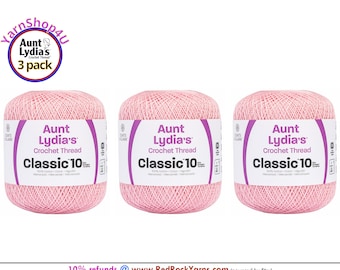 ORCHID PINK 3 Pack! Aunt Lydia's Classic 10 Crochet Thread. 350yds. Item #154-0410